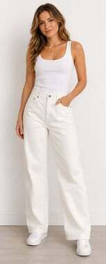 Soft Focus Jeans Womens Size 20W White Wide Leg Denim New Minimalist T40